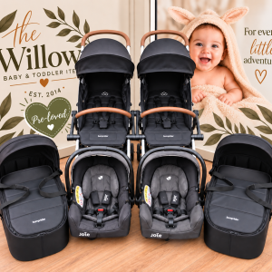 Pre-Loved Bumprider Twin Travel System with Car Seats and Bassinets